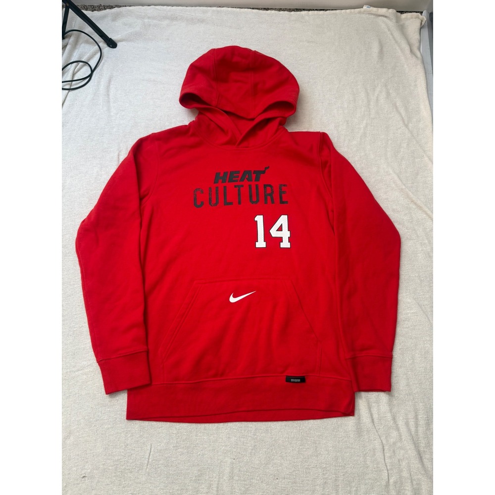Nike Miami Heat Hoodie Men L Red Tyler Herro 14 Culture NBA Pullover